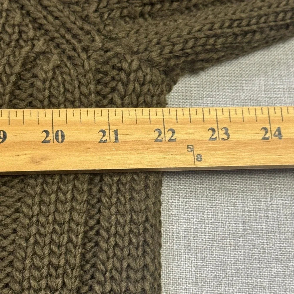 Polo Ralph Lauren Vintage Wool Ribbed Fisherman Sweater Mens Large Green Brown